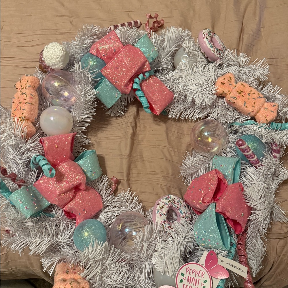 Peppermint square wreath